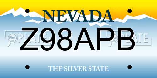 Z98APB Nevada License Plate