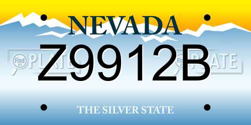 Z9912B Nevada License Plate