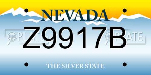 Z9917B Nevada License Plate