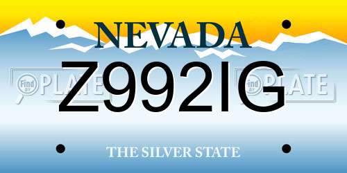 Z992IG Nevada License Plate