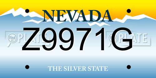 Z9971G Nevada License Plate