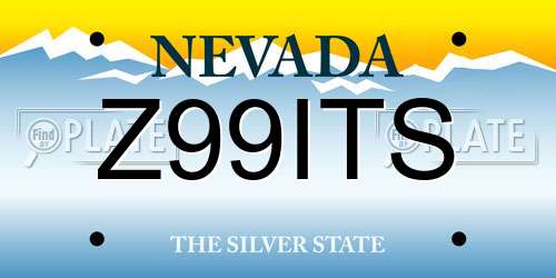 Z99ITS Nevada License Plate