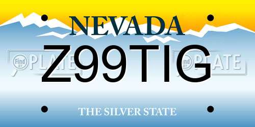 Z99TIG Nevada License Plate