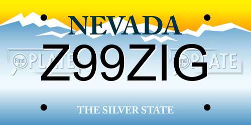 Z99ZIG Nevada License Plate