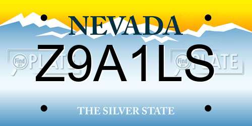 Z9A1LS Nevada License Plate