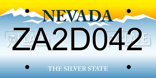 ZA2D042 Nevada License Plate