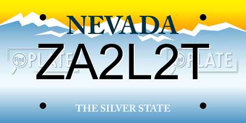 ZA2L2T Nevada License Plate