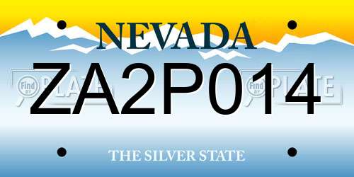 ZA2P014 Nevada License Plate