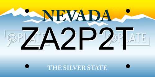 ZA2P2T Nevada License Plate