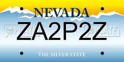 ZA2P2Z Nevada License Plate