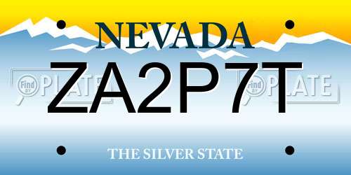 ZA2P7T Nevada License Plate