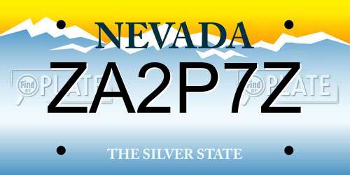 ZA2P7Z Nevada License Plate