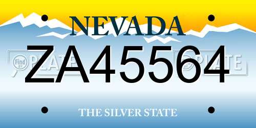 ZA45564 Nevada License Plate