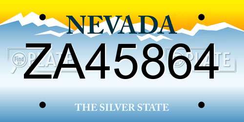 ZA45864 Nevada License Plate