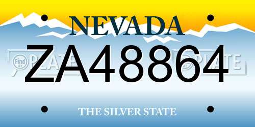 ZA48864 Nevada License Plate