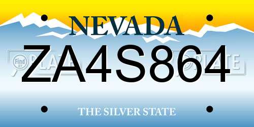 ZA4S864 Nevada License Plate