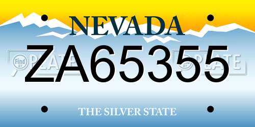 ZA65355 Nevada License Plate