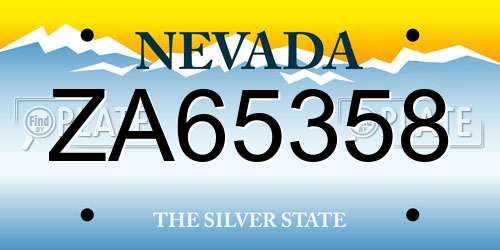 ZA65358 Nevada License Plate