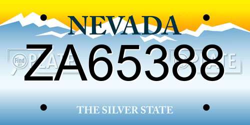 ZA65388 Nevada License Plate