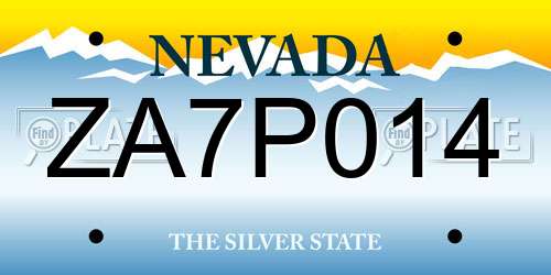 ZA7P014 Nevada License Plate