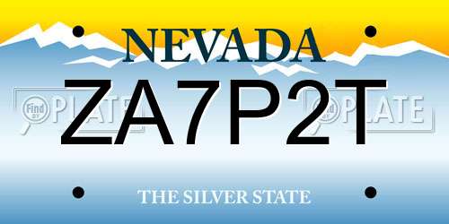 ZA7P2T Nevada License Plate