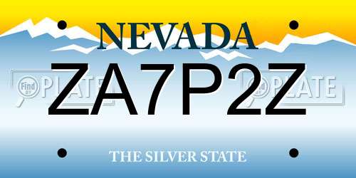 ZA7P2Z Nevada License Plate