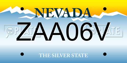 ZAA06V Nevada License Plate