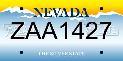 ZAA1427 Nevada License Plate