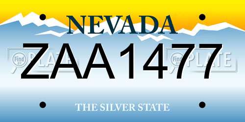 ZAA1477 Nevada License Plate