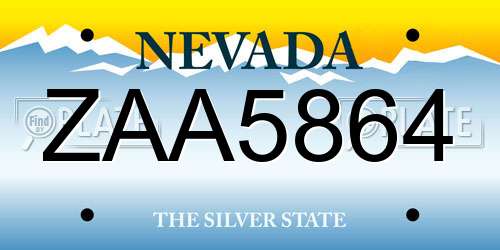 ZAA5864 Nevada License Plate
