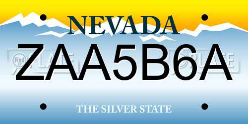 ZAA5B6A Nevada License Plate