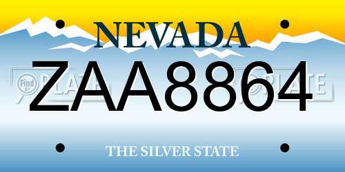 ZAA8864 Nevada License Plate