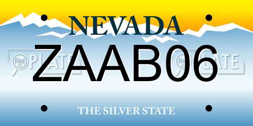 ZAAB06 Nevada License Plate