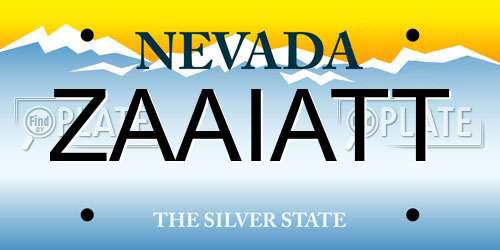 ZAAIATT Nevada License Plate