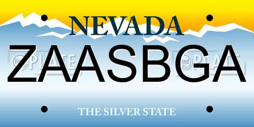 ZAASBGA Nevada License Plate