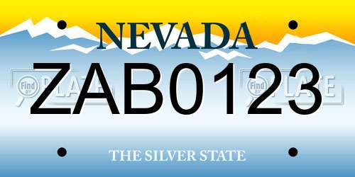ZAB0123 Nevada License Plate