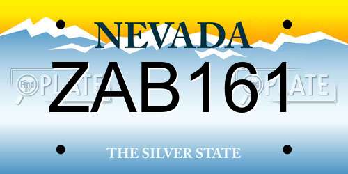 ZAB161 Nevada License Plate