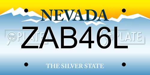 ZAB46L Nevada License Plate