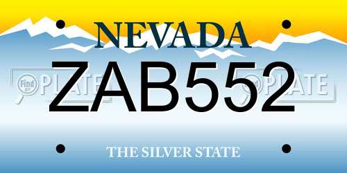 ZAB552 Nevada License Plate