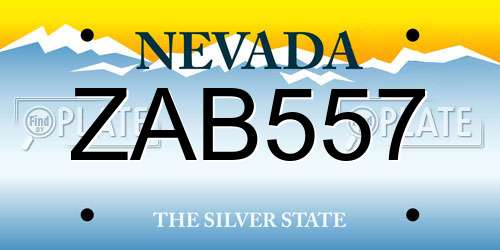 ZAB557 Nevada License Plate