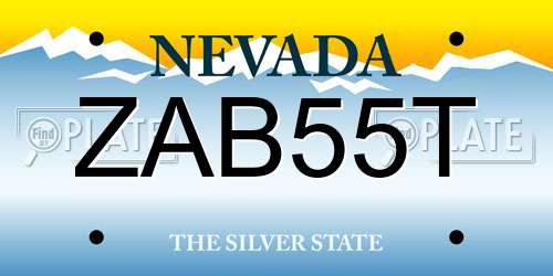 ZAB55T Nevada License Plate