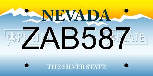 ZAB587 Nevada License Plate