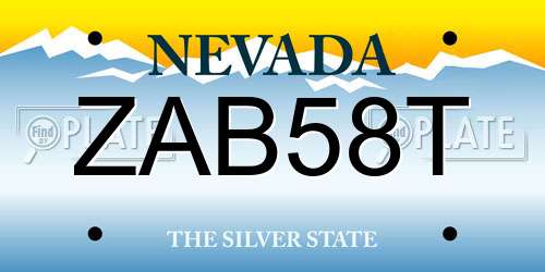 ZAB58T Nevada License Plate