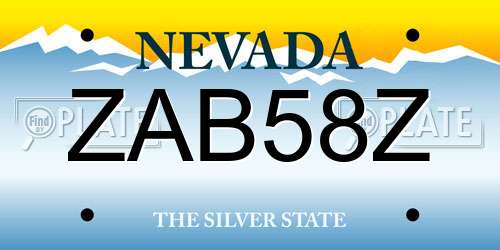 ZAB58Z Nevada License Plate