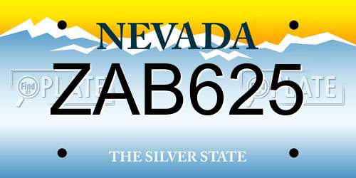 ZAB625 Nevada License Plate
