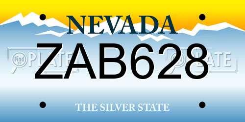 ZAB628 Nevada License Plate