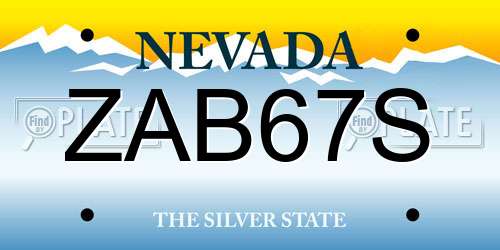 ZAB67S Nevada License Plate