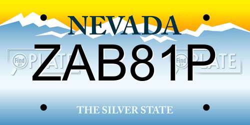 ZAB81P Nevada License Plate