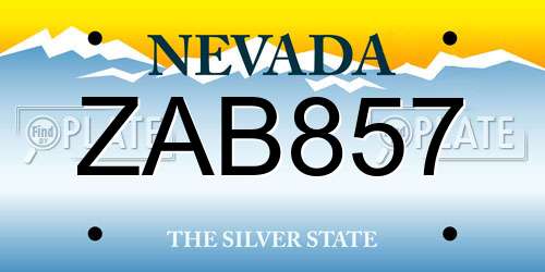 ZAB857 Nevada License Plate