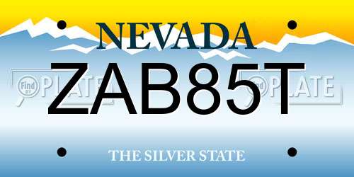 ZAB85T Nevada License Plate